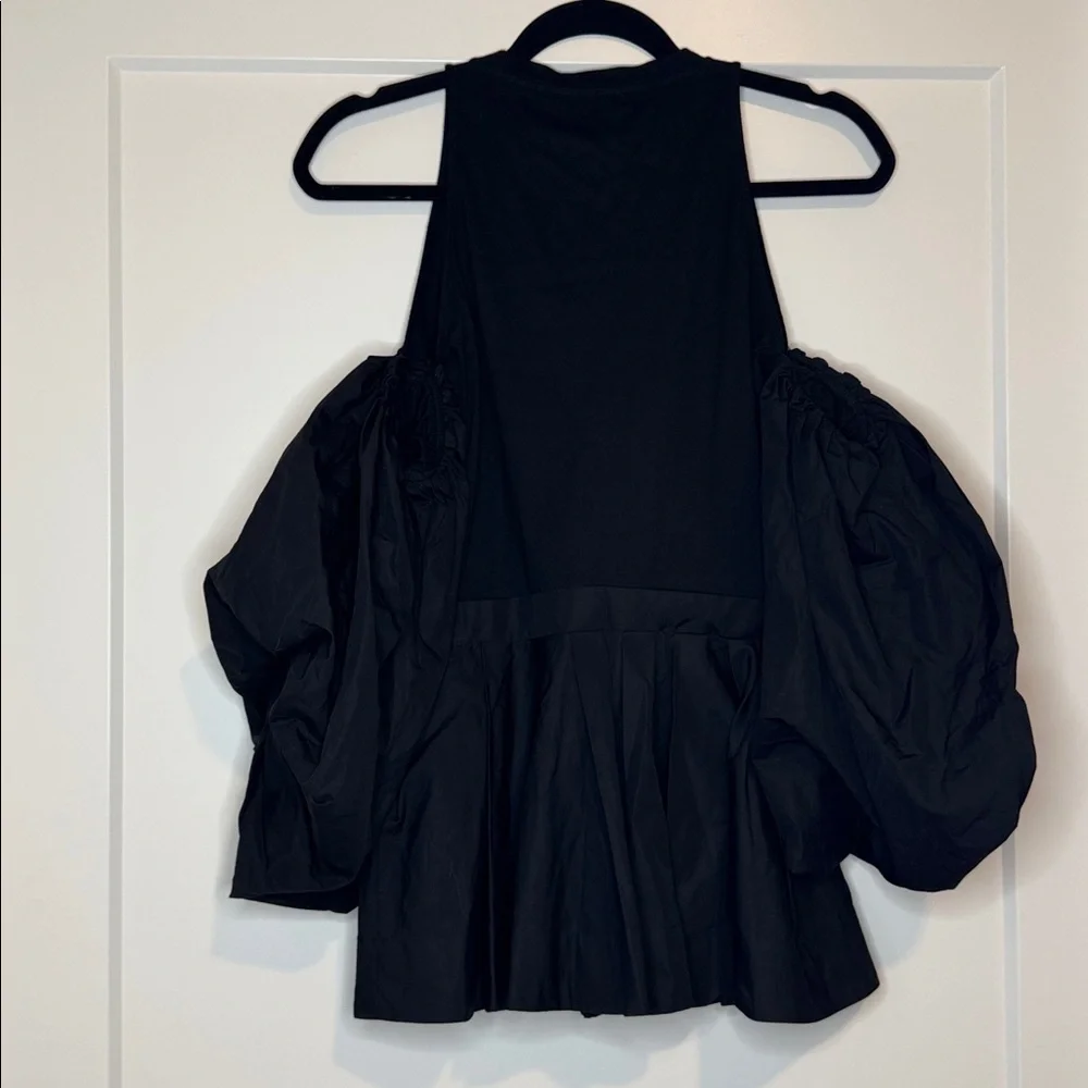 NWT Alexander McQueen Off Shoulder Cotton Top with Puff Sleeves in Black - Picture 7 of 13